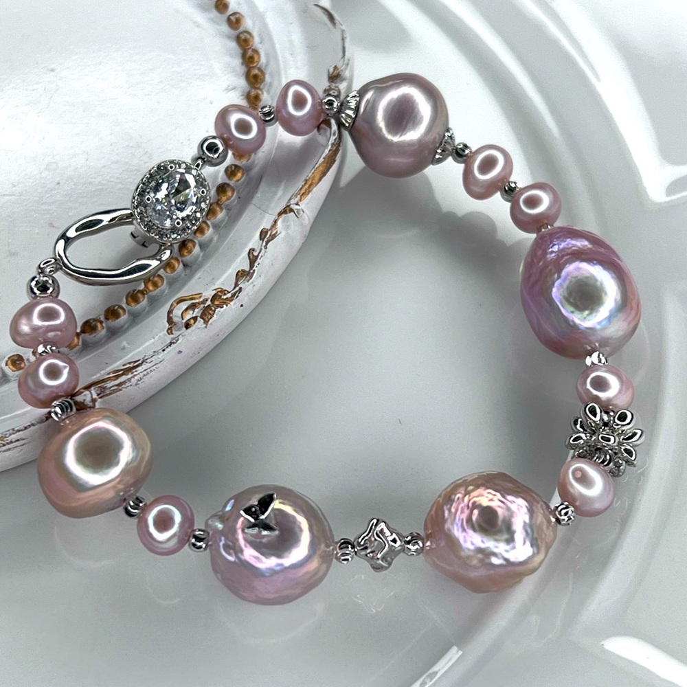😍😍 Handmade Freshwater Edison Unicorn Pink Pearl Bracelet